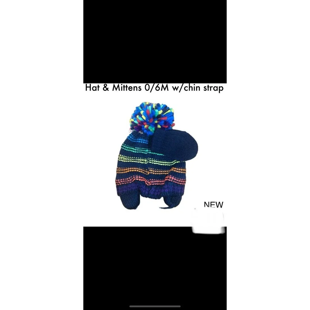 Cat & Jack Toddler's Beanie/Hat and Mitten Set- Size: 0-6 Months